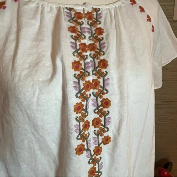 Madewell lighthouse embroidered floral linen shift dress Woman’s Size Small Boho - Picture 2 of 8